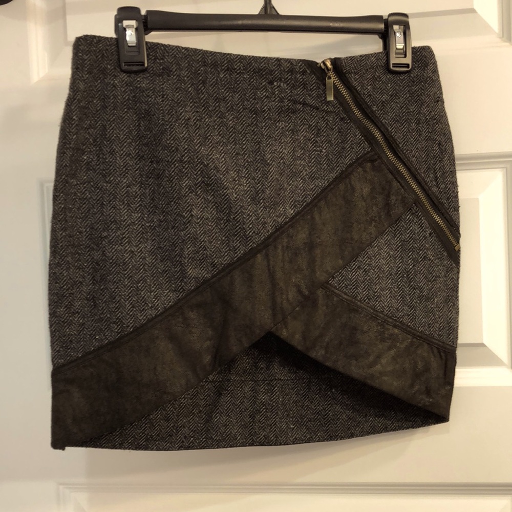 Very J Tweed & Faux Suede Mini Skirt